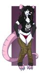  anthro clothed clothing female hair lavenderpandy mammal marsupial navel navel_piercing opossum pants_down partially_clothed piercing solo standing underwear wide_hips 