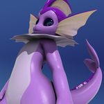  3d_(artwork) anthro anthrofied blue_eyes coliser digital_media_(artwork) eeveelution looking_at_viewer nintendo pok&eacute;mon purple_skin simple_background vaporeon video_games 