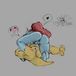  &lt;3 alphys anthro anus blush duo female grey_background looking_pleasured marmaladedoodles_(artist) on_top pussy pussy_juice pussy_juice_string sex simple_background tribadism undertale undyne video_games 