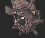  :&gt; ambiguous_gender banette blush cloyster dark_background digital_media_(artwork) duo looking_away nintendo outline pok&eacute;mon red_eyes riding seashell simple_background smile video_games yellow_teeth zaikudo zipper_mouth 