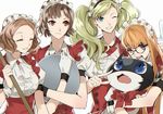  black_hair blonde_hair blush brown_hair cat glasses long_hair looking_at_viewer maid mask morgana_(persona_5) multiple_girls niijima_makoto okumura_haru orange_hair persona persona_5 red_eyes sakura_futaba short_hair smile takamaki_anne twintails 