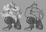  2017 abs anthro biceps black_and_white canine clothed clothing dog frostbite_(waddledox) fur hi_res huge_muscles husky male mammal monochrome muscular muscular_male open_pants pecs simple_background topless waddledox 
