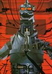  1girl black_hair godzilla_(series) kaijuu mecha mechagodzilla robot toho_(film_company) wire yuji_kaida 