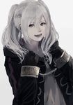  absurdres cape female_my_unit_(fire_emblem:_kakusei) fire_emblem fire_emblem:_kakusei gloves highres hood kumamoto_nomii-kun long_hair looking_at_viewer my_unit_(fire_emblem:_kakusei) open_mouth smile solo twintails white_hair 
