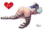  anus bar_censor breasts censored fingering grin highres looking_at_viewer looking_back masturbation medium_breasts pussy ryuji_(red-truth) signature simple_background skullgirls smile solo spread_pussy striped striped_legwear sweat thighhighs valentine_(skullgirls) white_background 