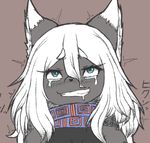  artist_request dog furry grin long_hair teal_eyes tears white_hair 