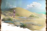  1_eye anthro arthropod avian backpack barefoot bird black_fur blue_skin city clothed clothing cloud david_lillie desert detailed_background dirt dreamkeepers feathers female feral fur grass hill insect long_tail mammal multicolored_fur pink_fur sand scene shirt shorts skunk sky solo viriathus walking water 