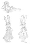  anthro clothed clothing disney drawning dress female judy_hopps lagomorph looking_at_viewer mammal open_mouth partially_clothed rabbit simple_background smile white_background zootopia 