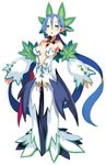  :o blue_hair breasts detached_collar detached_sleeves disgaea dress earrings full_body green_eyes harada_takehito jewelry long_hair makai_senki_disgaea_5 medium_breasts no_pupils official_art pointy_ears quad_tails sage_(disgaea) solo standing white_dress 