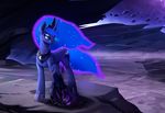  animated blue_eyes blue_feathers cosmic_hair cutie_mark detailed_background digital_media_(artwork) equine feathered_wings feathers feral friendship_is_magic hooves horn mammal my_little_pony no_sound princess_luna_(mlp) rodrigues404 smile solo winged_unicorn wings 