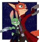  crossover disney guardians_of_the_galaxy judy_hopps marvel nick_wilde trashasaurusrex zootopia 