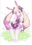  airrabbityan animal_ears blonde_hair blush bunny_ears bunny_girl bunny_tail bunnysuit elise_(fire_emblem_if) fake_animal_ears fire_emblem fire_emblem_heroes fire_emblem_if gloves hair_ribbon long_hair looking_at_viewer purple_eyes ribbon simple_background smile solo tail twintails wrist_cuffs 