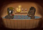  2017 bath candle derpy_hooves_(mlp) doctor_whooves_(mlp) duo earth_pony eating el-yeguero equine feathered_wings feathers female feral fire friendship_is_magic glass hair horse male mammal my_little_pony pegasus pony wings 