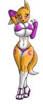 anthro big_breasts bikini breasts cleavage clothed clothing creatiffy digimon female huge_breasts renamon solo swimsuit under_boob 