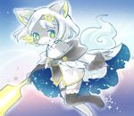  1girl artist_request cat furry short_hair smile teal_eyes white_hair 