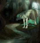  ambiguous_gender canine charlottechambers claws digital_media_(artwork) feral horn hybrid mammal solo water wolf 