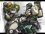  ambiguous_penetration bastion_(overwatch) blush breasts digital_media_(artwork) dr.bug duo female from_behind_position horn living_machine looking_back machine male male/female not_furry omnic orisa_(overwatch) overwatch penetration penis ranged_weapon robot sex video_games weapon 
