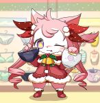  1girl cat cat_busters christmas christmas_clothes furry lulufla one_eye_closed panties purple_eyes smile solo tongue underwear 