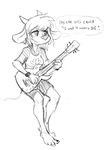  anthro caprine clothed clothing dialogue english_text female guitar guoh hair lammy_lamb mammal monochrome musical_instrument parappa_the_rapper sheep short_hair shorts smile solo speech_bubble text um_jammer_lammy video_games 