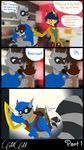  anthro blue_hair canine carmelita_fox clothed clothing comic ear_piercing fan_character female fox hair male mammal mimisia2367pony piercing raccoon sly_cooper sly_cooper_(series) video_games 