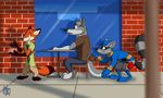  anthro bleuxwolf canine clothed clothing disney fan_character fox group male mammal nick_wilde raccoon simple_background sly_cooper sly_cooper_(series) video_games wolf zootopia 