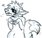  anthro belly big_belly blue_theme canine chibi hair looking_at_viewer male mammal maplecookies solo teeth 