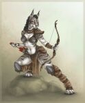 anthro arrow_(weapon) bow_(weapon) felid feline female hi_res lynx mammal mira_(spectronic) pose ranged_weapon s00t solo tribal weapon
