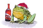  absurdres bullfrog frog hat highres lightning_mcqueen non-web_source santa_hat 