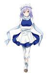  bekotarou blue_eyes crossed_arms eyebrows_visible_through_hair full_body hat lavender_hair letty_whiterock looking_at_viewer short_hair simple_background solo standing touhou white_background 