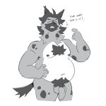 1:1 age_difference balls biggbadstarwolf canid canine canis flaccid genitals hi_res javigameboy lucas_dad_(javigameboy) male mammal nude older_male overweight overweight_male penis simple_background solo text wolf