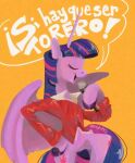 chayanne coypuppy electronics equid equine female feral friendship_is_magic hasbro horn horse mammal microphone my_little_pony pony singing solo spanish_text text twilight_sparkle_(mlp) winged_unicorn wings