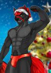 absurd_res anthro canid canine canis chocobanana christmas clothed clothing digital_media_(artwork) fur fury_(furythewolf) furythewolf grey_body grey_fur hair hi_res holidays looking_at_viewer male mammal red_body red_fur simple_background smile solo tail wolf
