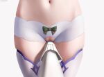  1girl absurdres close-up cowboy_shot crotchless_shorts genshin_impact highres navel pussy sangonomiya_kokomi short_shorts shorts simple_background solo standing thighhighs thighs white_background white_shorts white_thighhighs z282g 