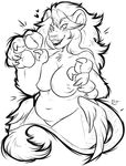  anthro breasts feline female greyscale looking_at_viewer mammal maplecookies monochrome nipples nude slightly_chubby smile solo 
