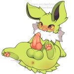 1:1 animal_genitalia animal_penis blush canine_genitalia canine_penis eeveelution erection feral fur generation_1_pokemon genitals green_body green_fur hi_res jolteon knot male nintendo pawpads penis pokemon pokemon_(species) quadruped seviyummy sheath shiny_pokemon solo white_body white_fur