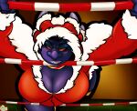 big_breasts breasts christmas dragon female fighting_ring holidays licking licking_lips naughty_face obme overweight overweight_female solo suggestive tongue tongue_out