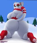 absurd_res anthro biped breasts butt clothed clothing domestic_cat felid feline felis female genitals hi_res mammal pupils pussy smile thehuskylord thick_thighs