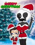 absurd_res big_breasts blue_eyes breasts chibi christmas christmas_clothing christmas_headwear clothing costume deformed female five_nights_at_freddy&#039;s five_nights_at_freddy&#039;s_4 hat headgear headwear hi_res holidays huge_breasts human humanoid male male/female mammal michael_afton monster_girl_(genre) nightmarionne_(fnaf) santa_costume santa_hat scottgames yuuki_momofox