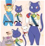 2017 anthro blush clothing colored domestic_cat eyes_closed felid feline felis female ghibli heterochromia hyaku_(artist) japanese_text kemono male mammal prince prince_lune royalty shaded simple_background simple_shading text the_cat_king the_cat_returns yuki_(the_cat_returns)