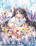  biscuit bow brown_hair bubble cake cardfight!!_vanguard center_opening company_name coral crown food long_hair macaron mermaid monster_girl official_art open_mouth pearl pink_eyes shell_hair_ornament solo submerged sweet_harmony_mona tibino twintails underwater 