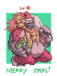bag belly biceps big_belly black_sclera christmas christmas_present fangs gift gogol holidays male mammal monmilo9 monster navel primate red_eyes solo teeth territorial_rotbart xenoblade_chronicles