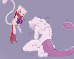 5:4 ambiguous_gender anthro blue_eyes blush bodily_fluids christmas crying duo generation_1_pokemon gift holidays itz_smi73 legendary_pokemon mew_(pokemon) mewtwo nintendo pokemon pokemon_(species) scarf simple_background tail tears white_body