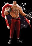  1boy abs arm_hair bara beard cape christmas cryokinesis dopey_(dopq) facial_hair full_beard full_body grey_hair hairy highres jacket jacket_over_shoulder large_pectorals looking_at_viewer male_focus mature_male muscular muscular_male navel navel_hair nipples no_shirt old old_man original pectorals red_pupils santa_claus santa_costume short_hair sky solo standing star_(sky) starry_sky stomach strongman_waist thick_beard thick_chest_hair thick_eyebrows unworn_jacket 