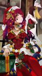  1girl bodysuit breasts cape cleavage facial_mark fire_emblem fire_emblem_engage fire_emblem_heroes gbbgb321 hair_ornament hat highres holding holding_sack holly_hair_ornament official_alternate_costume red_bodysuit red_cape sack santa_hat solo star_(symbol) star_facial_mark star_hair_ornament yunaka_(fire_emblem) yunaka_(fire_emblem)_(spirited_envoy) 