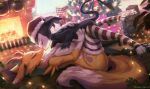 absurd_res anthro bandai_namco big_breasts breast_grab breasts canid canine christmas christmas_clothing christmas_headwear christmas_tree clothed clothing couple digimon digimon_(species) duo english_text female fireplace footwear fox from_front_position hand_on_breast hat headgear headwear hi_res hikerumin holiday_clothing holiday_dressed holidays huge_filesize humanoid imp impmon kissing knee_highs knee_socks legwear lying male male/female mammal missionary_position nude on_back partially_clothed partially_naked_anthro penetration plant reindeer_antlers renamon santa_hat sex socks text tree vaginal vaginal_penetration