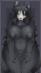 9:16 anthro areola big_breasts black_body black_fur black_hair blush bodily_fluids bone breasts canid canine female fur genital_fluids genitals hair hi_res hinata_sakamoto looking_at_viewer malo mammal monster nipples nude pussy scp-1471 scp_foundation skull solo thick_thighs tongue tongue_out wide_hips