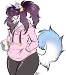  anthro canine clothed clothing eyewear female glasses looking_at_viewer mammal maplecookies slightly_chubby smile solo standing tongue tongue_out 