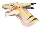  ambiguous_gender animal_focus buccal_flap charizard commentary_request dragon fusion no_humans open_mouth pikachu pokemon pokemon_(creature) portrait sharp_teeth simple_background slit_pupils solo teeth tongue uninori western_dragon white_background 