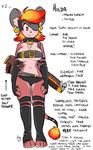  anthro breasts clothed clothing collar duckdraw ear_piercing eye_patch eyewear female fur hair hilda mammal multicolored_hair orange_hair piercing pink_fur red_eyes red_hair rodent skimpy sleaves smile stalkings two_tone_hair weapon 