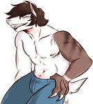  anthro canine clothed clothing male mammal maplecookies muscular navel nipples solo teeth topless 